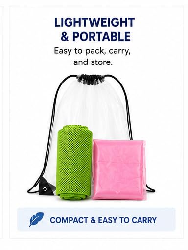 Clear Stadium Bag with Poncho & Cooling Towel – Stadium Approved Transparent Drawstring Backpack for Concerts, Sports Events, Festivals, Travel & Game Day Essentials