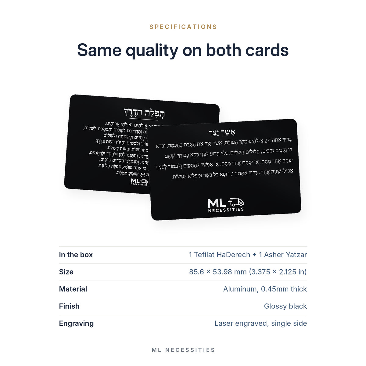 Prayer card 2-pack specifications