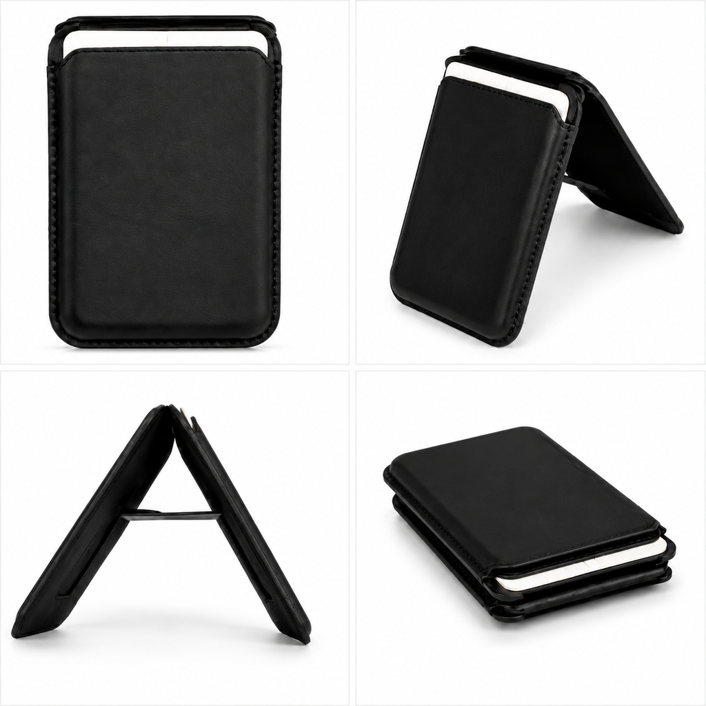 Magnetic Phone Wallet with Kickstand for iPhone – RFID Card Holder