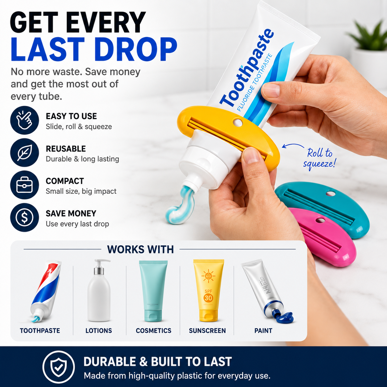 ML Necessities Tube Squeezer 2-Pack for Toothpaste and Lotion