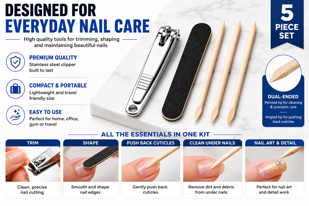ML Necessities 5-Piece Stainless Steel Nail Care Kit