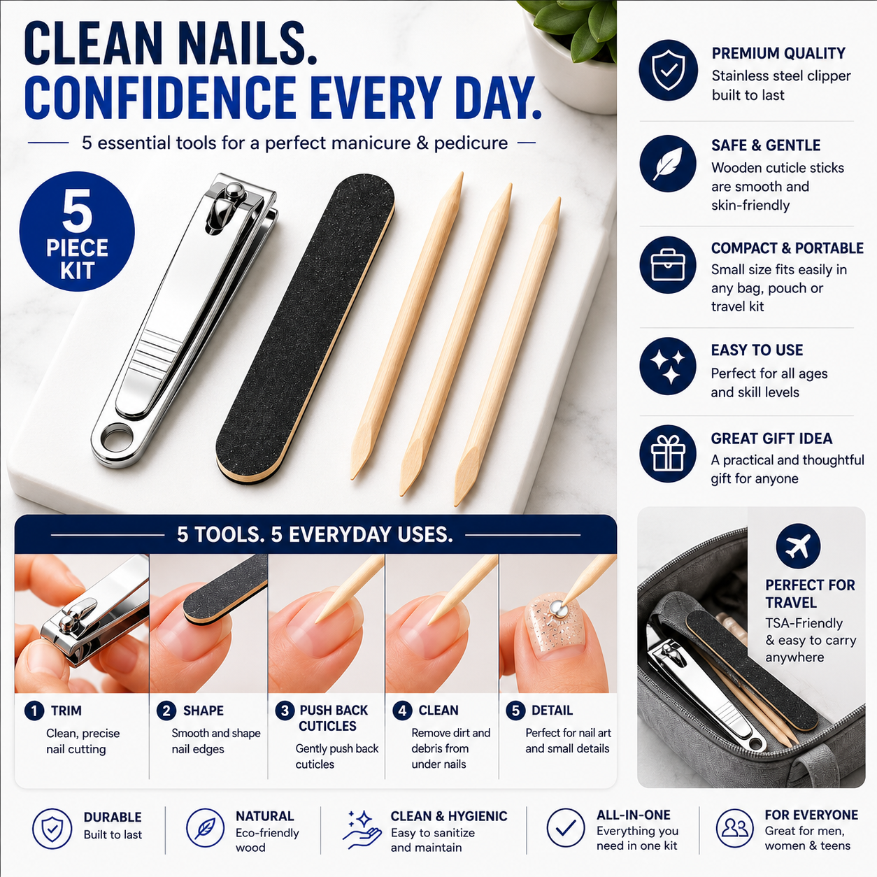 ML Necessities 5-Piece Stainless Steel Nail Care Kit