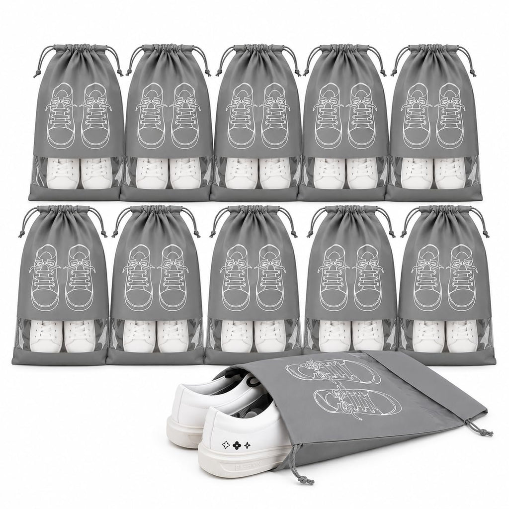 Shoe Storage Bags 10 Pack Reusable Non-Woven Drawstring Pouches