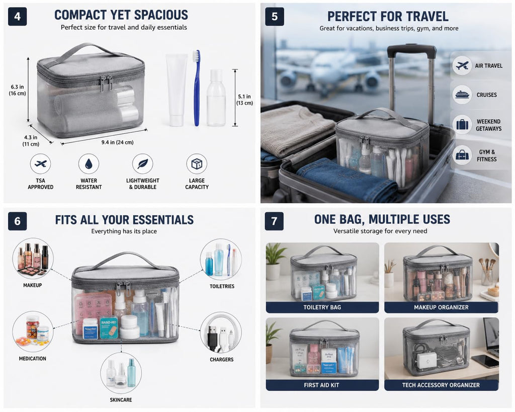 Travel Toiletry Bag for Women & Men, Gray